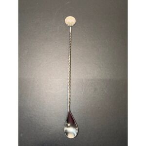 Bacardi Rum Silver Tone Twisted Stem Bar Spoon Cocktail Stirrer Bat Logo 11"